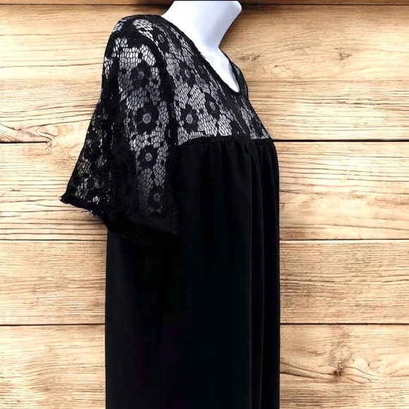 Women's Liberty Love Black Short Dress, Lace Top, Lined, Babydoll Dress, 1XL - Picture 4 of 13